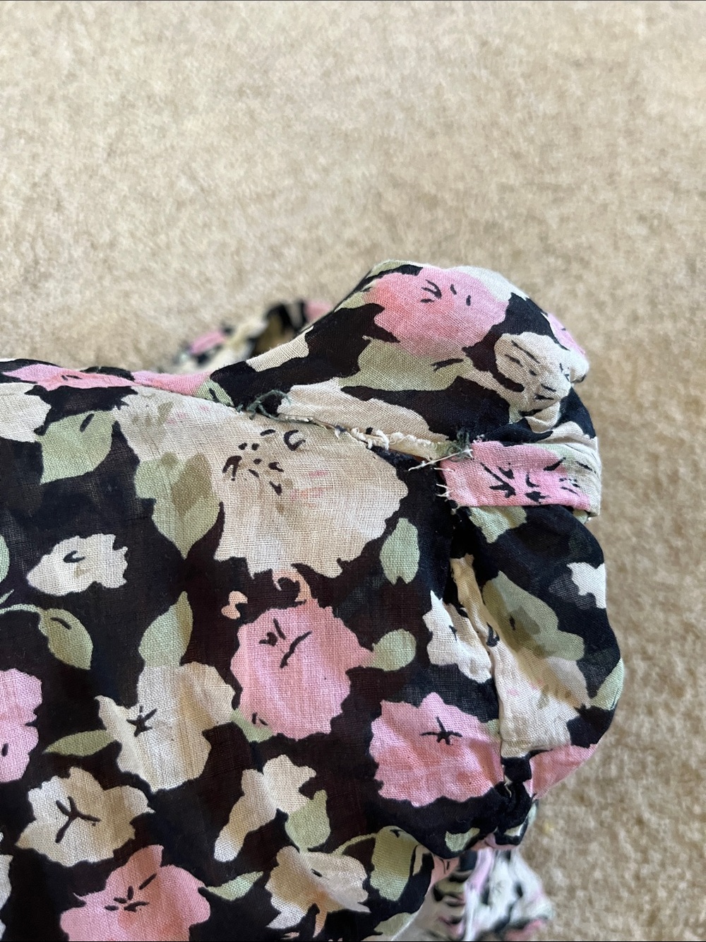 Vintage 80s 90s Floral silk gauze button up blouse Black Pink & Cream Flowers - Picture 6 of 6
